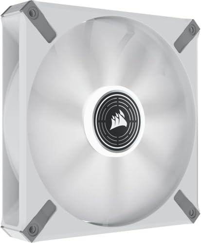 Corsair ML140 LED ELITE, 140 mm Ventilador PWM LED Blanco (Tecnología AirGuide, Rodamiento de Levitación Magnética, Funciona a Velocidades 1.600 RPM, Ocho LED) Paquete Simple, Estructura en Blanco