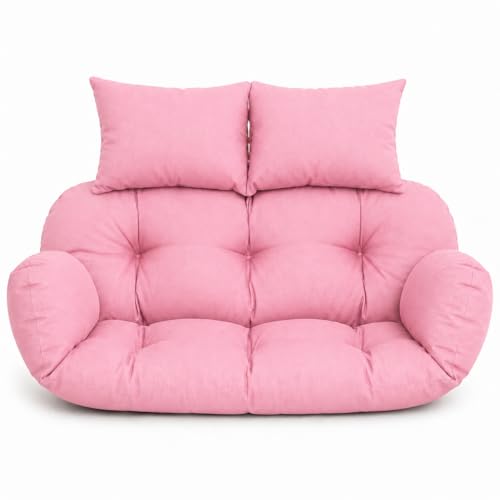 Image of Double Seater Swing Chair Cushion Replacement Pad for Hanging Egg Seat Outdoor Patio Garden Balcony Pink Cover Two Person Frame Not Included Home Terrace Furniture