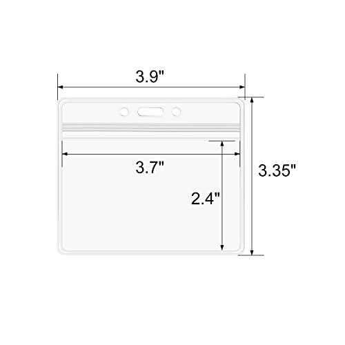 Wtryku Horizontal Id Badge Holder, Plastic Pvc Clear Resealable Waterproof Zipper Id Card Name Tag Holder（50 Packs） #TOP3