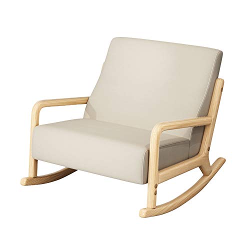 Pig Middle I Modern Rocking Chair,Natural Cotton Fabric Comfortable Relax Lounge Chair Recliner for Living Room Garden Indoor Outdoor Patio (Color : Beige)