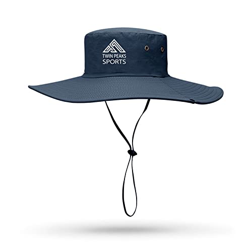 TWIN PEAKS SPORTS Sombrero Pescador, ala Ancha Sombreros Hombre Mujer, Plegable Impermeables Sombreros para Playa, Senderismo, Safari, Trekking (Azul Marino)