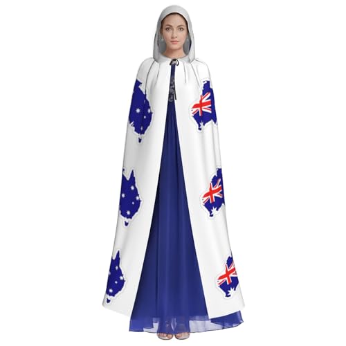 Cape à capuche carte médiévale et drapeau australien pour cosplay - 3