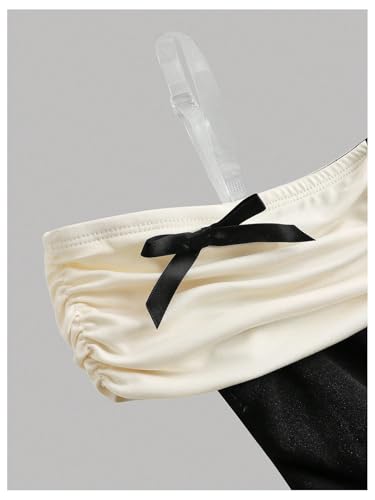 Floerns Girl's Elegant Off Shoulder Dress Bow Tie Short Sleeve Birthday A Line Dresses3