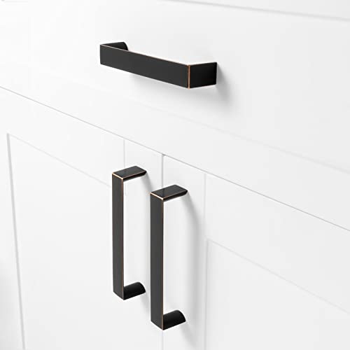 Berossa 5 Inch Screw Spacing, Oil Rubbed Bronze Wide Flat Modern Pulls, Kitchen Cabinet Handles, Pack Of 10 | Solid Furniture Hardware For Cupboard Door Bedroom Dresser Drawer Bathroom Vanity 1648 #TOP5