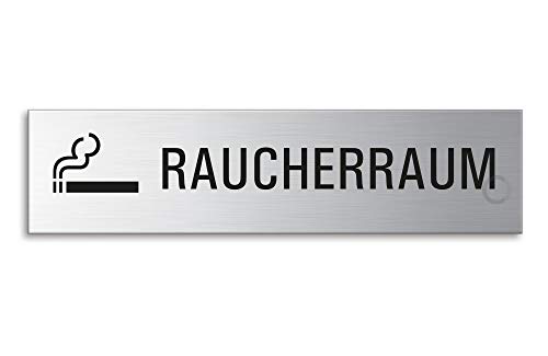 OFFORM DESIGN Schild Raucherraum Türschild aus Edelstahl 160 x 40 mm selbstklebend Nr.8025