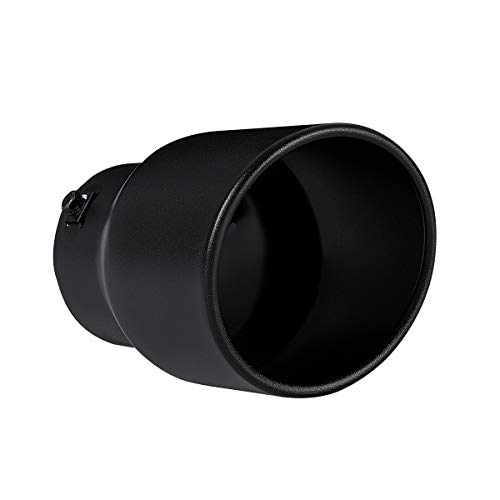 Image of Exhaust Tip, 2.5-3 inch inlet clamp adjustable,Black Stainless Steel | Fit 2.5'' /2.75'' /3'' Outer diameter Tailpipe, 4.5'' Outlet 7'' Long Muffler Tip, Black Powder Coated