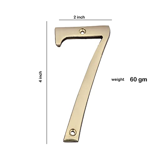 Image of 4 inch Brass House Hotel Door Number Plaque Sticky Numeric Numerical Digit 0-9 [9 (Nine)] (SEVEN)