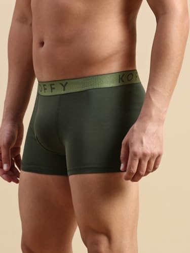 Image of KOFFY Men's Stretchable Cotton Lycra Long Trunk with C-Type Front Open | Wrinkle-Free | Ultra-Soft Elastic