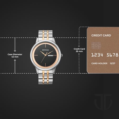 Image of Titan Bandhan Eternal Pair Analog with Date and Black Dial Dual Tone Stainless Steel Strap Watch for Couples - 19672967KM01