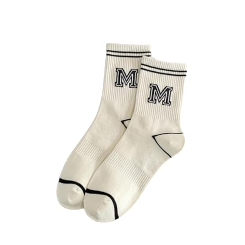 3 Pairs - Men's Minimalist Letter Tube Socks, Casual Sports Long Tube Socks, Basketball Socks-Letter M