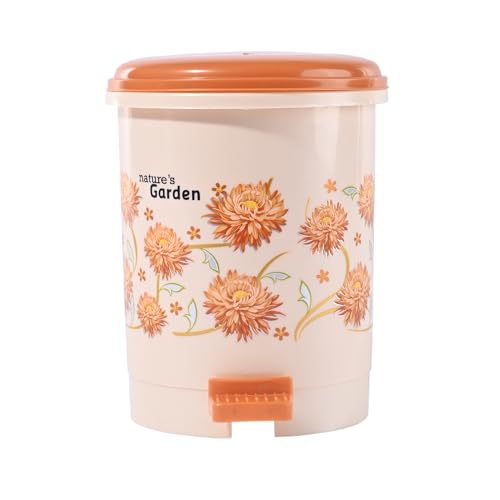Image of Kuber Industries 2.5 Ltr Plastic Pedal Dustbin | Trash Waste Bin for Study Room, Bed Room, Wash Room & Office Use | Dustbins & Garbage Bin for Kitchen & Home | Flower - Cream