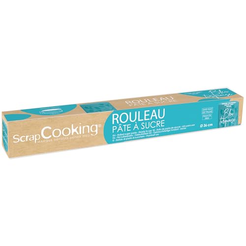 ScrapCooking - Rouleau de Pâte à Sucre Bleue - Prêt à l’Emploi - Sans Huile de Palme - Diamètre 36 cm - Pour Gâteaux, Pâtisseries, Desserts - Bleu...