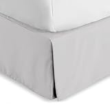 Bare Home Bed Skirt Double Brushed Premium Microfiber, 15-Inch Tailored Drop Pleated Dust Ruffle, 1800 Ultra-Soft, Shrink and Fade Resistant (Queen, Light Grey)