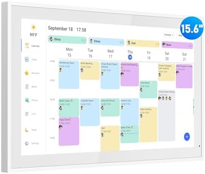 Digital Calendar, 15.6 Inch Wall Planner Electronic Calendar & Chore Chart, Smart Touchscreen Interactive Display for Family Schedules, Great for Organizing Your Routines, Wall & Desk Mountable