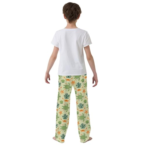 Crab Turtle Coral Boys Long Pants Soft Trousers Elastic Waist Kids Lounge Bottoms with Pockets S-XL3