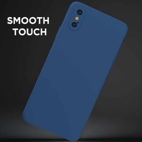 Image of Outlouders Back Cover for iPhone X /iPhone Xs | Camera Protection | Durable Soft Matte Silicone Bumper Case (Blue)