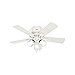 Hunter Fan 42 inch Low Profile Fresh White Ceiling Fan with 3 Light Fitter and Clear Seeded Glass (Renewed)
