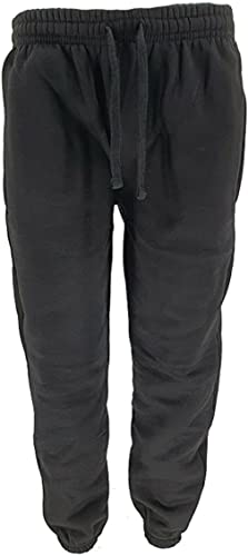 Elegant Men's Heavy Fleece Sweat Jogger Pants Tracksuit Jogging Bottom Gym Cuffed Hem Short Leg 27" UK Size (S - XXL) (L, Black)