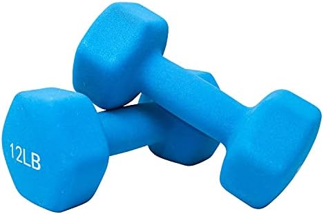 Set of 2 each 12 lb Dark blue Neoprene Coated Dumbbells Pair Hand Weights All-Purpose, Home Gym, Exercise 24 LB total neoprene set