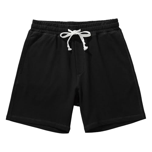 Pantalones cortos deportivos de hombre en algodón de 5.5 pulgadas con bolsillos y cintura elástica