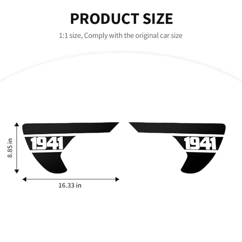 Image of JeCar Side Fender Vent Decals 1941 Vinyl Stickers Compatible with Jeep Wrangler 2018-2025 JL JLU & 2020-2025 Gladiator JT, 1 Pair