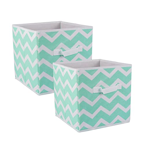 DII Non Woven Polyester Storage Bin, Chevron, Aqua, Small Set of 2
