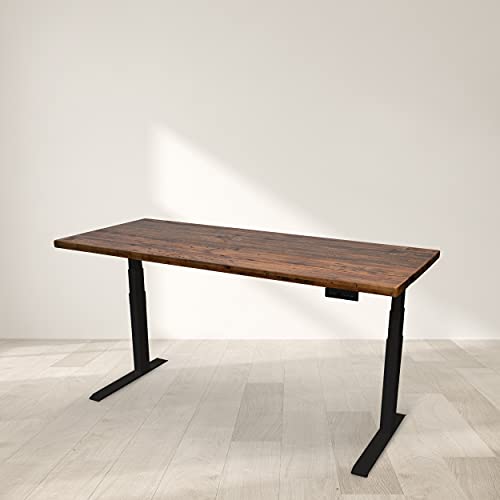 Image of Stand Up Desk Store Reclaimed Wood Electric Adjustable Height Standing Desk with Programmable Memory (Black Frame /Natural Fir Top, 71 inch Wide)