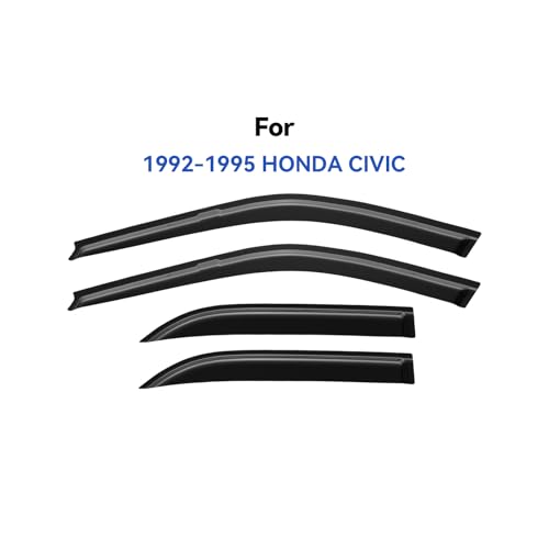 Image of Window Visors Rain Guards Shield for 1992 1993 1994 1995 Honda Civic Sedan, Out-Channel Window Vent Wind Deflectors Visors Shades for 92 93 94 95 Civic
