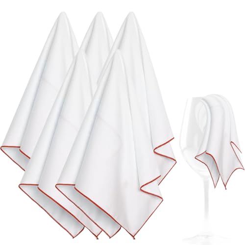 5 paños de microfibra para vidrio grandes, paño de pulido para vidrio reutilizables, microfibra, panel, micro fibra de vidrio, para ventanas de ventana, limpieza de cristales blanco