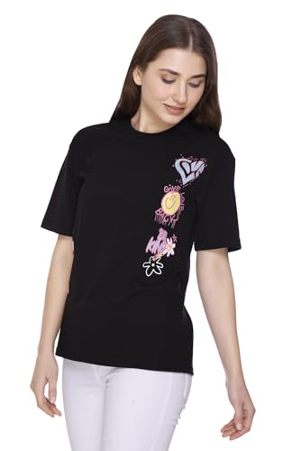 Image of Women Printed Drop-Shoulder Sleeves Oversized Pure Cotton T-Shirt (Combo of 2) |XS-XL Size