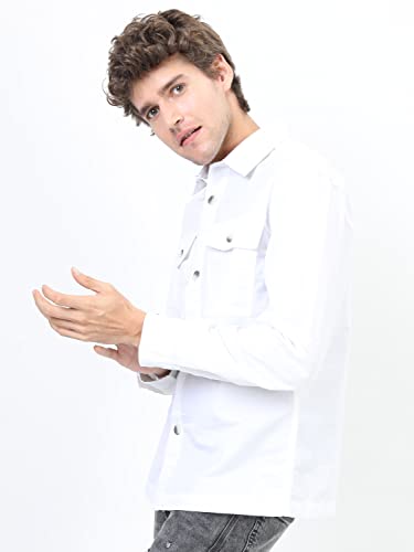 Image of KETCH Mens Full Sleeves Slim Fit Over Shirt (KHOS000005 White M)