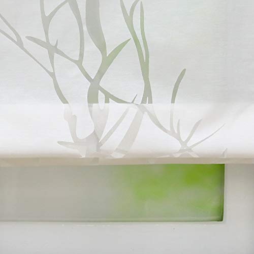 ESLIR Roman Blind Kitchen Roman Curtains Semi Transparent Eyelet Blind Curtains Modern Burnout White #2 W x H 100 x 140 cm Pack of 1 - Image 3