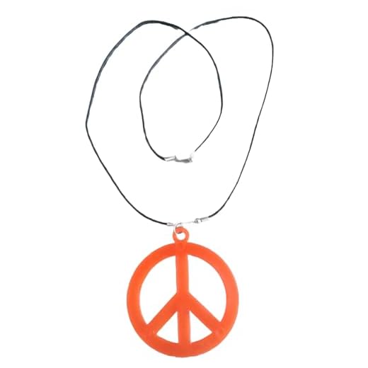 MA ONLINE Dam 80-tal disco party smycken armringar damer neonpärlor halsband tillbehör (orange fredstecken halsband) en storlek