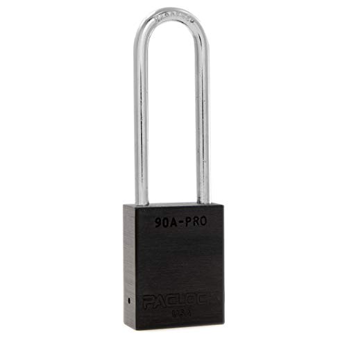 Image of PACLOCK's 90A-PRO Padlock, 1 /4 inch Diameter Hard. Steel Shackle, 3 inch Tall, High Performance 7-Pin Cylinder w / 1 Key, Keyed Alike, Black