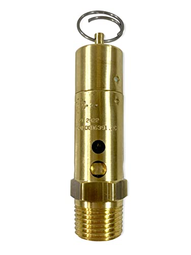 Brass, 1/2" NPT Industrial Hard Seat Safety Pressure Relief Valve, Made In The USA (200 PSI / 395 SCFM)