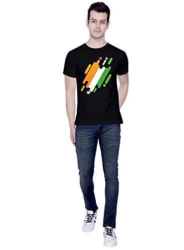 Image of Graphic Printed T-Shirt for Unisex Indian Tricolor Creative Artwork Tshirt | Casual Half Sleeve Round Neck T-Shirt | 100% Cotton | D00049-13