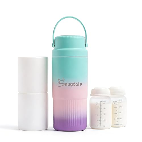 Image of Snugtale 22oz Portable Breast Milk Cooler Bottle – Milk Cooler for Breastmilk, 24H+ Cooling, with 2 BPA-Free Bottles with Measurement Marks, Travel Essential for Outdoor Breastfeeding & Pumping
