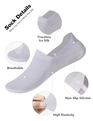 Image of Ultra Thin No Show Socks Men - 6Pairs Breathable Mesh Ankle Socks, Anti-Slip & Invisible for Running & Office