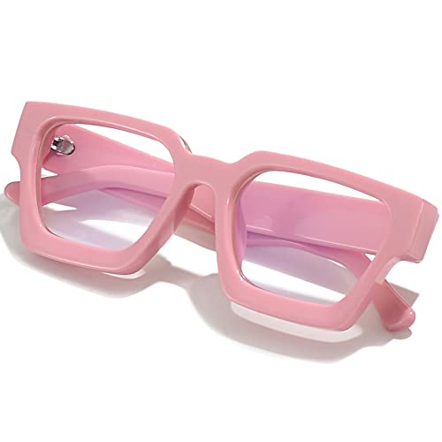 Image of AIEYEZO Square Thick Frame Glasses for Women Men Fashion Blue Light Glasses Trendy Chic Computer Eyeglasses