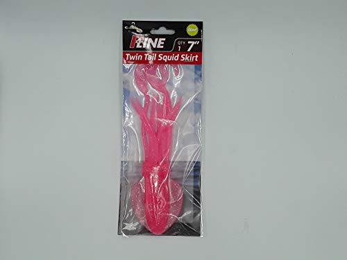 P-Line PTTS70-310 Twin Tail Squid 7" Pink Glow Glitter
