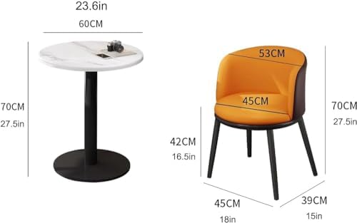 Yellow-Gray Leather Reception Negotiation Table, Space-Saving Round Table for Home Balcony, Office, Tea Shop, Coffee Shop, and Dessert Shop - Stylish Leisure Area Furniture