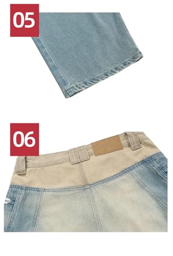 Men's Patchwork Baggy Jeans Vintage Wide Leg Denim Pants Designer Loose Jeans4