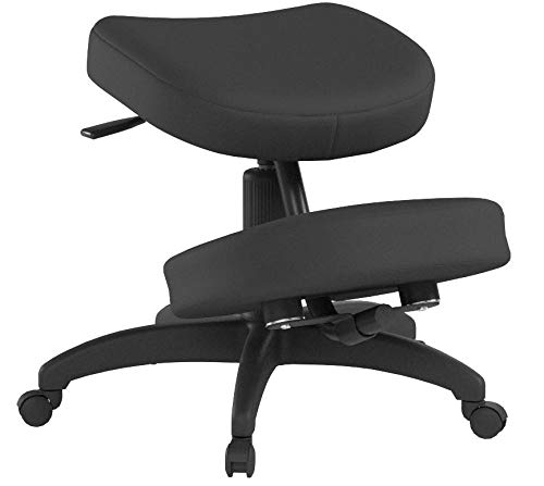 Office Star Ergonomically Designed Knee Chair with Casters, Memory Foam and 5 Star Base, Black