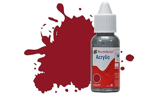 Humbrol Model Paint - DB0020 No 20 Crimson - Gloss (14ml), Acrylic Paints for Models, Plastic, Metal, Wood, Glass, Ceramics and More, Acrylic Touch Up Paint - Hobby Paint Bottle for Craft Kits