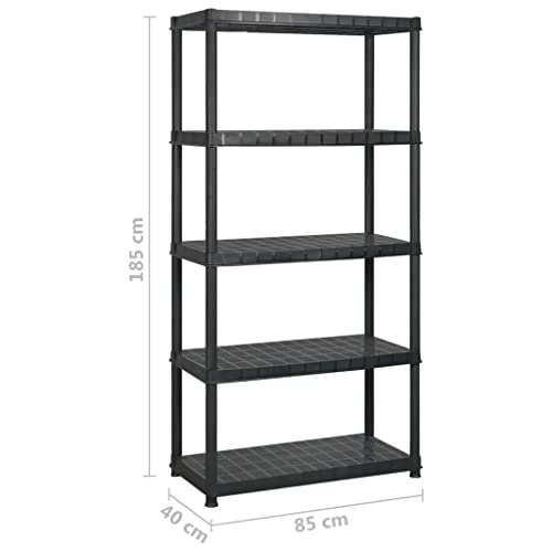 Étagère de rangement noire à 5 niveaux en plastique 170x40x185 cm - 3