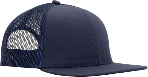 Image of Flat Bill Snapback Mesh Hats | Fits OSFM & XXL Big Head | Blank Solid Color Adjustable Trucker Hat for Men
