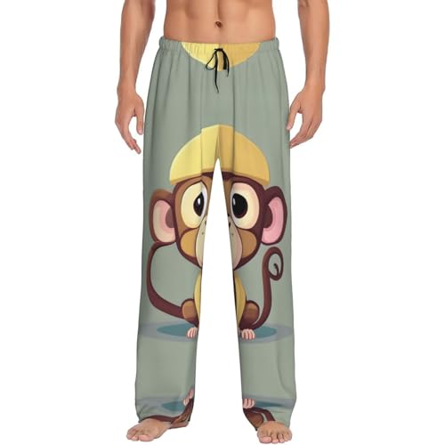Pantalon de pyjama homme imprimé singe noir idéal pour le cocooning