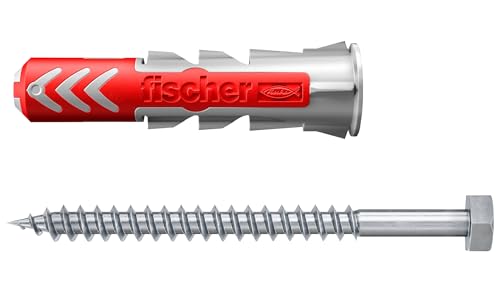 Fischer DuoPower 12 x 60 S, Powerful Universal Plug with Safety Screw, Intelligent 2-Component Technology for fastenings in Concrete, Bricks, Stone, etc., 10 Plugs & 10 Screws
