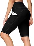 ALONG FIT Radlerhose-Damen Kurze mit Taschen High Waist Tummy Control Activewear Sport Gym Yoga Sommer Compression Biker Short Leggings Outdoor