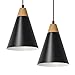 Produktbild Tomons Pendelleuchte Hängeleuchte 2er-Pack kleine Pendellampe aus Holz Deckenlampe Schwarz für Wohnzimmer Esszimmer Restaurant